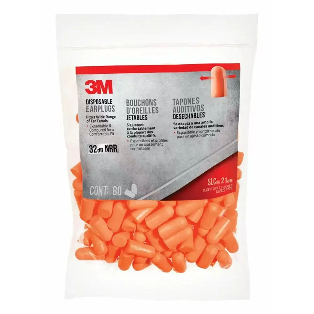3M 32 dB Orange Disposable Soft Foam Ear Plug 80 Pair