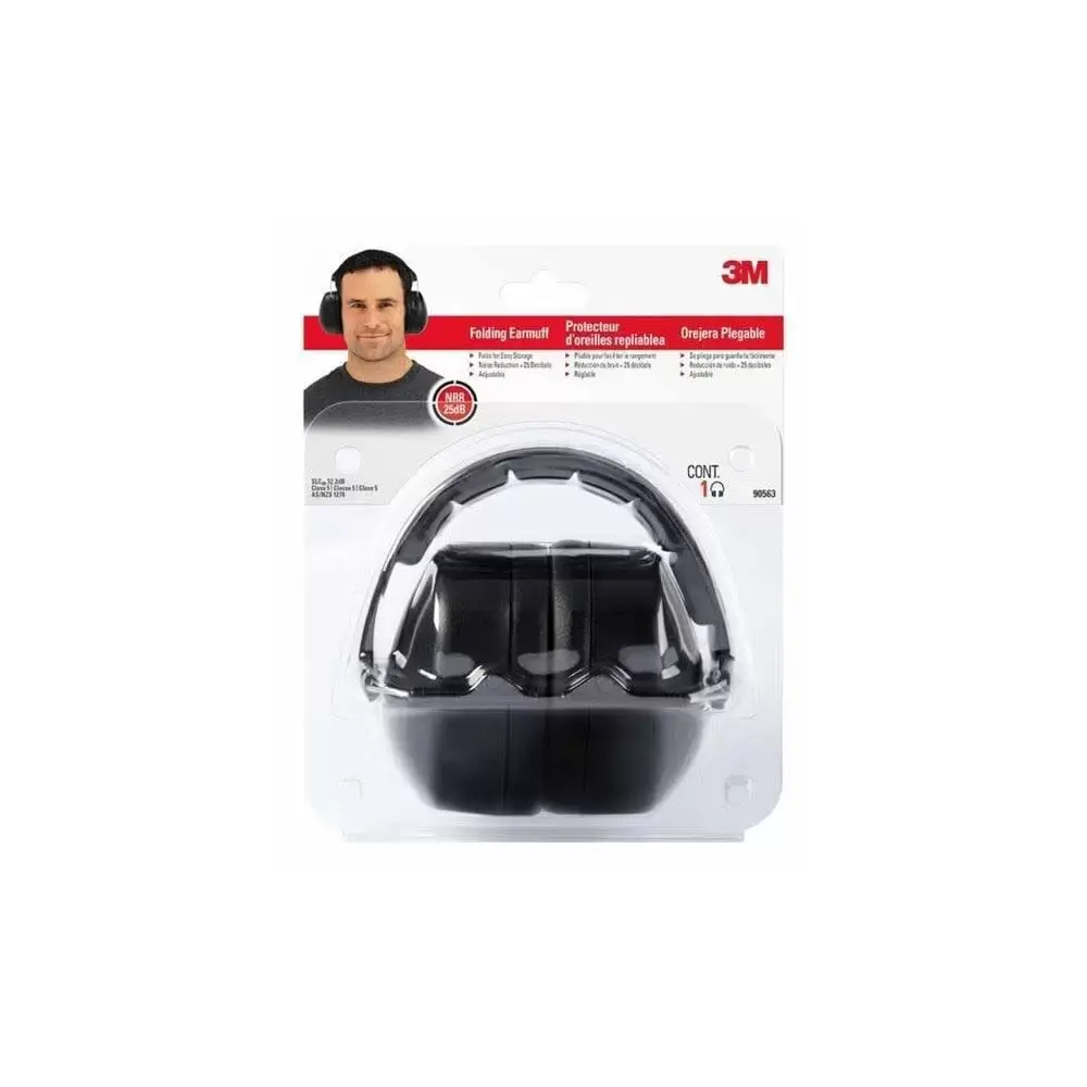 3M Black 25 dB Soft Foam Reusable Folding Earmuff 1 Pair