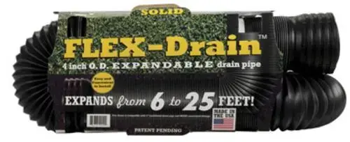 Amerimax 51110 Solid Flex Drain Pipe, 4 in, 25 ft L, Black