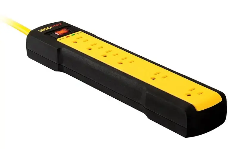 360 Electrical 36003 6 Outlets Surge Power Strip, Yellow & Black