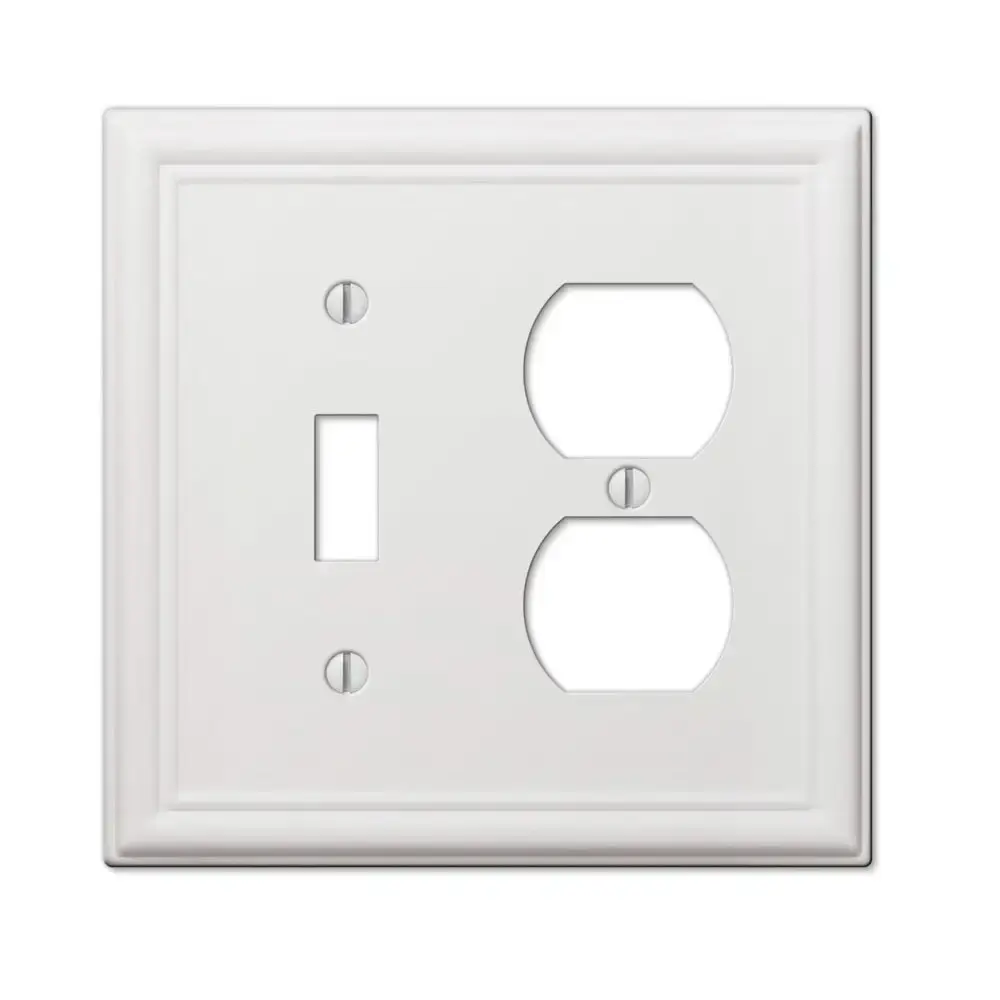Amerelle 149TDW 2 gang Duplex/Toggle Wall Plate, Stamped Steel, White